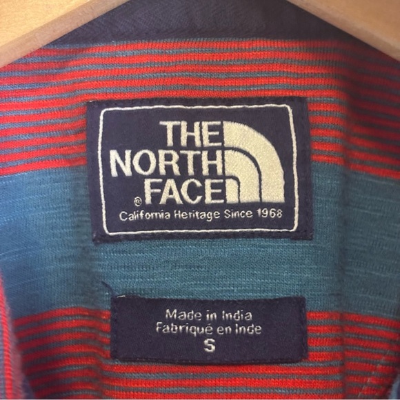 The North Face Striped Short Sleeve Polo-Red and Blue-Cotton Blend-Men Small - Picture 4 of 6